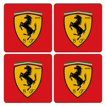 Ferrari, ΣΕΤ x4 Σουβέρ ξύλινα τετράγωνα plywood (9cm)