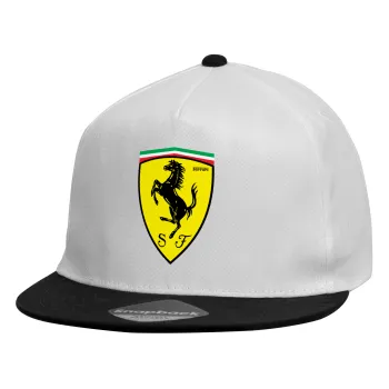 Ferrari, Καπέλο παιδικό Flat Snapback, Λευκό (100% ΒΑΜΒΑΚΕΡΟ, ΠΑΙΔΙΚΟ, UNISEX, ONE SIZE)