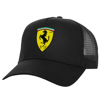 Ferrari, Καπέλο Ενηλίκων Structured Trucker, με Δίχτυ, Μαύρο (100% ΒΑΜΒΑΚΕΡΟ, ΕΝΗΛΙΚΩΝ, UNISEX, ONE SIZE)