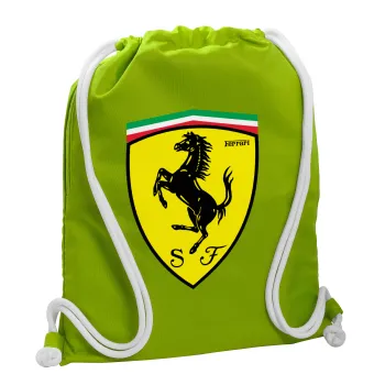 Ferrari, Backpack bag GYMBAG LIME GREEN, with pocket (40x48cm) & thick cords