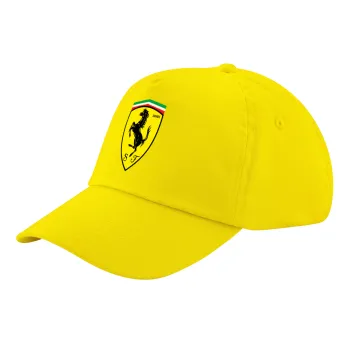 Ferrari, Καπέλο παιδικό Baseball, 100% Βαμβακερό Twill, Κίτρινο (ΒΑΜΒΑΚΕΡΟ, ΠΑΙΔΙΚΟ, UNISEX, ONE SIZE)