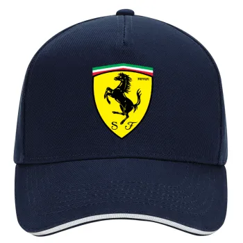 Ferrari, DRILL Adult Ultimate Hat BLUE/WHITE, (100% COTTON, ADULT, UNISEX, ONE SIZE)