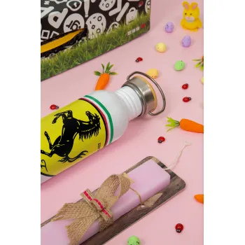 Ferrari, Πασχαλινή Λαμπάδα με παγούρι μεταλλικό (620ml, stainless steel) & κερί αρωματικό πλακέ (30cm) (ΡΟΖ)