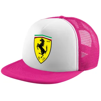 Ferrari, Καπέλο παιδικό Soft Trucker με Δίχτυ ΡΟΖ/ΛΕΥΚΟ (POLYESTER, ΠΑΙΔΙΚΟ, ONE SIZE)