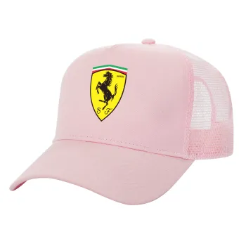 Ferrari, Καπέλο Ενηλίκων Structured Trucker, με Δίχτυ, ΡΟΖ (100% ΒΑΜΒΑΚΕΡΟ, ΕΝΗΛΙΚΩΝ, UNISEX, ONE SIZE)