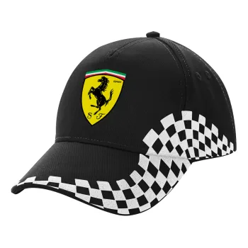 Ferrari, Adult Ultimate BLACK RACING Cap, (100% COTTON DRILL, ADULT, UNISEX, ONE SIZE)