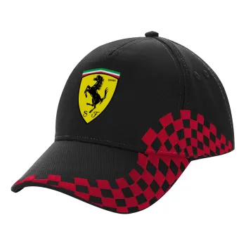 Ferrari, Adult Cap RACING Ultimate Black/Red, (100% COTTON DRILL, ADULT, UNISEX, ONE SIZE)