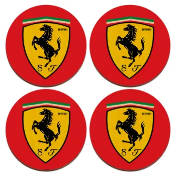 Ferrari, ΣΕΤ x4 Σουβέρ ξύλινα στρογγυλά plywood (9cm)
