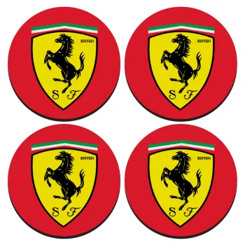 Ferrari, ΣΕΤ 4 Σουβέρ ξύλινα στρογγυλά (9cm)