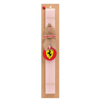 Ferrari, Easter Set, wooden keychain & scented flat Easter candle (30cm) (PINK)