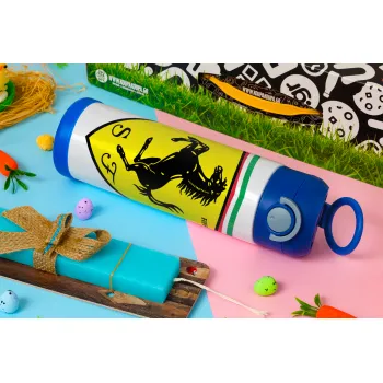Ferrari, Easter candle, Childrens hot water bottle, stainless steel, with safety straw, BLUE (500ml)
