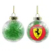 Transparent Christmas tree ball ornament with green filling 8cm