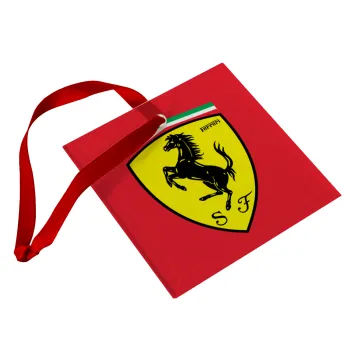 Ferrari, Christmas ornament, glass square ornament 9x9cm