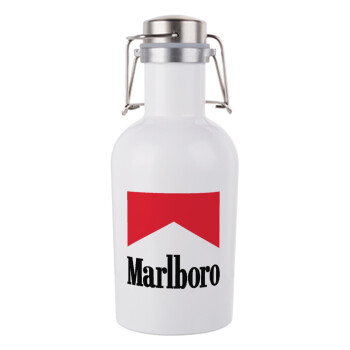 Marlboro, Μεταλλικό παγούρι Λευκό (Stainless steel) με καπάκι ασφαλείας 1L