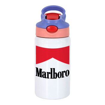 Marlboro, Children's hot water bottle, stainless steel, with safety straw, pink/purple (350ml)