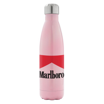 Marlboro, Μεταλλικό παγούρι θερμός Ροζ Ιριδίζον (Stainless steel), διπλού τοιχώματος, 500ml