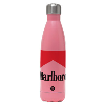 Marlboro, Μεταλλικό παγούρι θερμός Ροζ Ματ (Stainless steel), διπλού τοιχώματος, 500ml