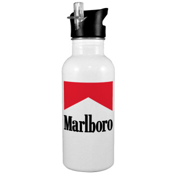 Marlboro, Παγούρι νερού Λευκό με καλαμάκι, ανοξείδωτο ατσάλι 600ml
