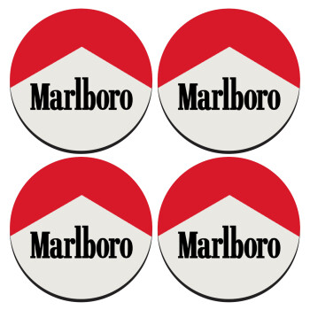 Marlboro, ΣΕΤ 4 Σουβέρ ξύλινα στρογγυλά (9cm)