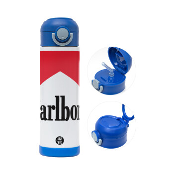 Marlboro, Παιδικό παγούρι θερμό, ανοξείδωτο, με καλαμάκι ασφαλείας, ΜΠΛΕ (500ml)