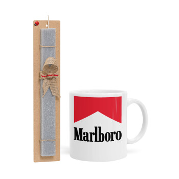 Marlboro, Easter Set, Ceramic Cup (330ml) & Easter aromatic flat candle (30cm) (GRAY)
