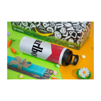 Marlboro, Easter candle,Travel Tumbler 2 Lids, with metal straw & cleaning brush & aromatic flat candle (30cm) (BLUE)