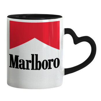Marlboro, Κούπα καρδιά χερούλι μαύρη, κεραμική, 330ml