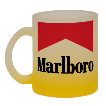 Marlboro, Κούπα γυάλινη δίχρωμη με βάση το κίτρινο ματ, 330ml