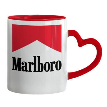 Marlboro, Mug heart red handle, ceramic, 330ml