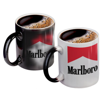 Marlboro, Color changing magic Mug, ceramic, 330ml when adding hot liquid inside, the black colour desappears (1 pcs)