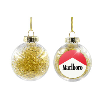 Marlboro, Χριστουγεννιάτικη μπάλα δένδρου διάφανη με χρυσό γέμισμα 8cm