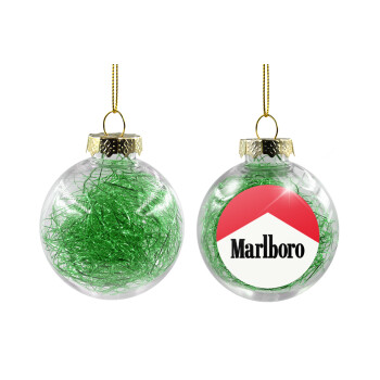 Marlboro, Χριστουγεννιάτικη μπάλα δένδρου διάφανη με πράσινο γέμισμα 8cm