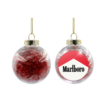 Marlboro, Χριστουγεννιάτικη μπάλα δένδρου διάφανη με κόκκινο γέμισμα 8cm
