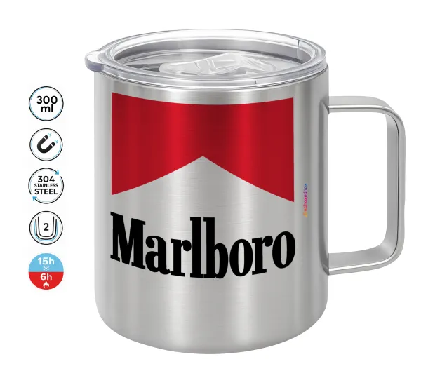 Marlboro — Double-walled stainless steel mug 300ml with temperature-retaining lid
