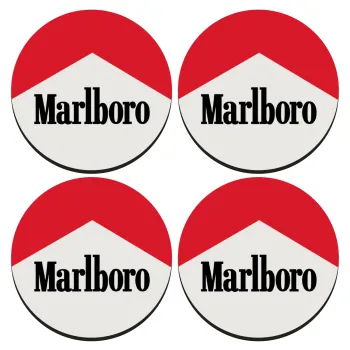 Marlboro, ΣΕΤ 4 Σουβέρ ξύλινα στρογγυλά (9cm)