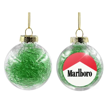 Marlboro, Στολίδι Χριστουγεννιάτικη μπάλα δένδρου διάφανη με πράσινο γέμισμα 8cm