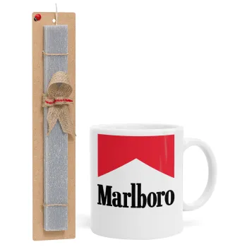 Marlboro, Πασχαλινή Λαμπάδα με Κούπα κεραμική (330ml) & κερί αρωματικό πλακέ (30cm) (ΓΚΡΙ)