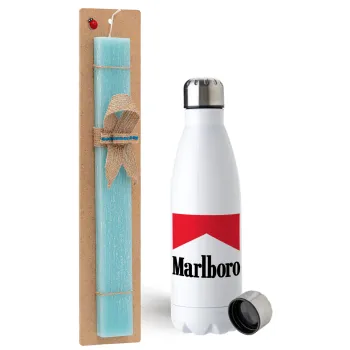 Marlboro, Πασχαλινή Λαμπάδα με μεταλλικό παγούρι ανοξείδωτο (750ml) & κερί αρωματικό πλακέ (30cm) (ΤΙΡΚΟΥΑΖ)