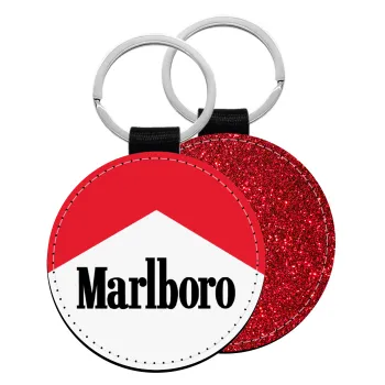 Marlboro, Μπρελόκ Δερματίνη, στρογγυλό ΚΟΚΚΙΝΟ (5cm)