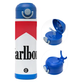 Marlboro, Παιδικό παγούρι θερμό, ανοξείδωτο, με καλαμάκι ασφαλείας, ΜΠΛΕ (500ml)
