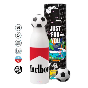Marlboro, Μπάλα ποδοσφαίρου μεταλλικό παγούρι θερμός, διπλού τοιχώματος, 550ml