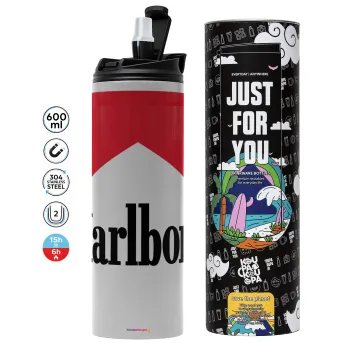 Marlboro, Tumbler ποτήρι θερμό ΓΚΡΙ από ανοξείδωτο ατσάλι 600ml