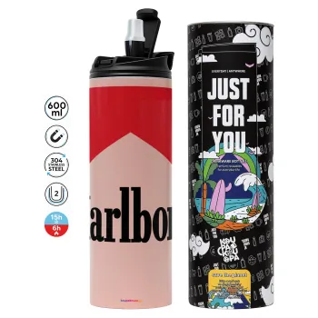 Marlboro, Tumbler ποτήρι θερμό ΡΟΖ από ανοξείδωτο ατσάλι 600ml