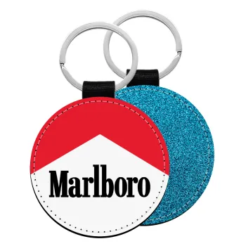 Marlboro, Μπρελόκ Δερματίνη, στρογγυλό ΜΠΛΕ (5cm)