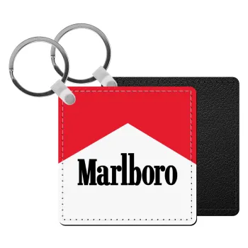 Marlboro, Μπρελόκ Δερματίνη, τετράγωνο ΜΑΥΡΟ (5x5cm)