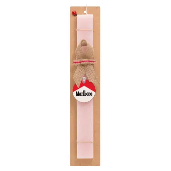 Marlboro, Easter Set, wooden keychain & scented flat Easter candle (30cm) (PINK)