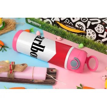 Marlboro, Easter candle, Childrens hot water bottle, stainless steel, with safety straw, PINK (500ml)
