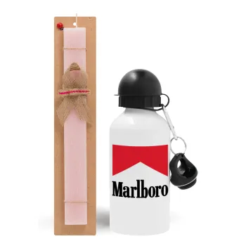 Marlboro, Easter Set, metallic aluminum bottle (500ml) & aromatic flat Easter candle (30cm) (PINK)