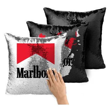Marlboro, Μαξιλάρι καναπέ Μαγικό Μαύρο με πούλιες 40x40cm περιέχεται το γέμισμα
