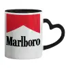 Mug heart black handle, ceramic, 330ml